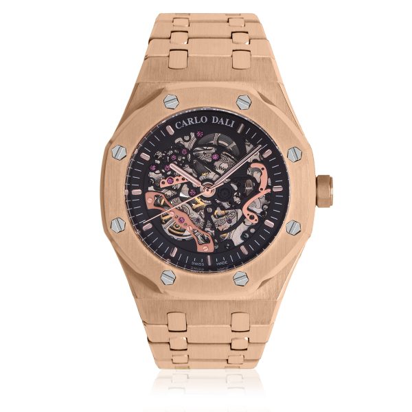 Tourbillon Skeleton Rose Gold & Black watch